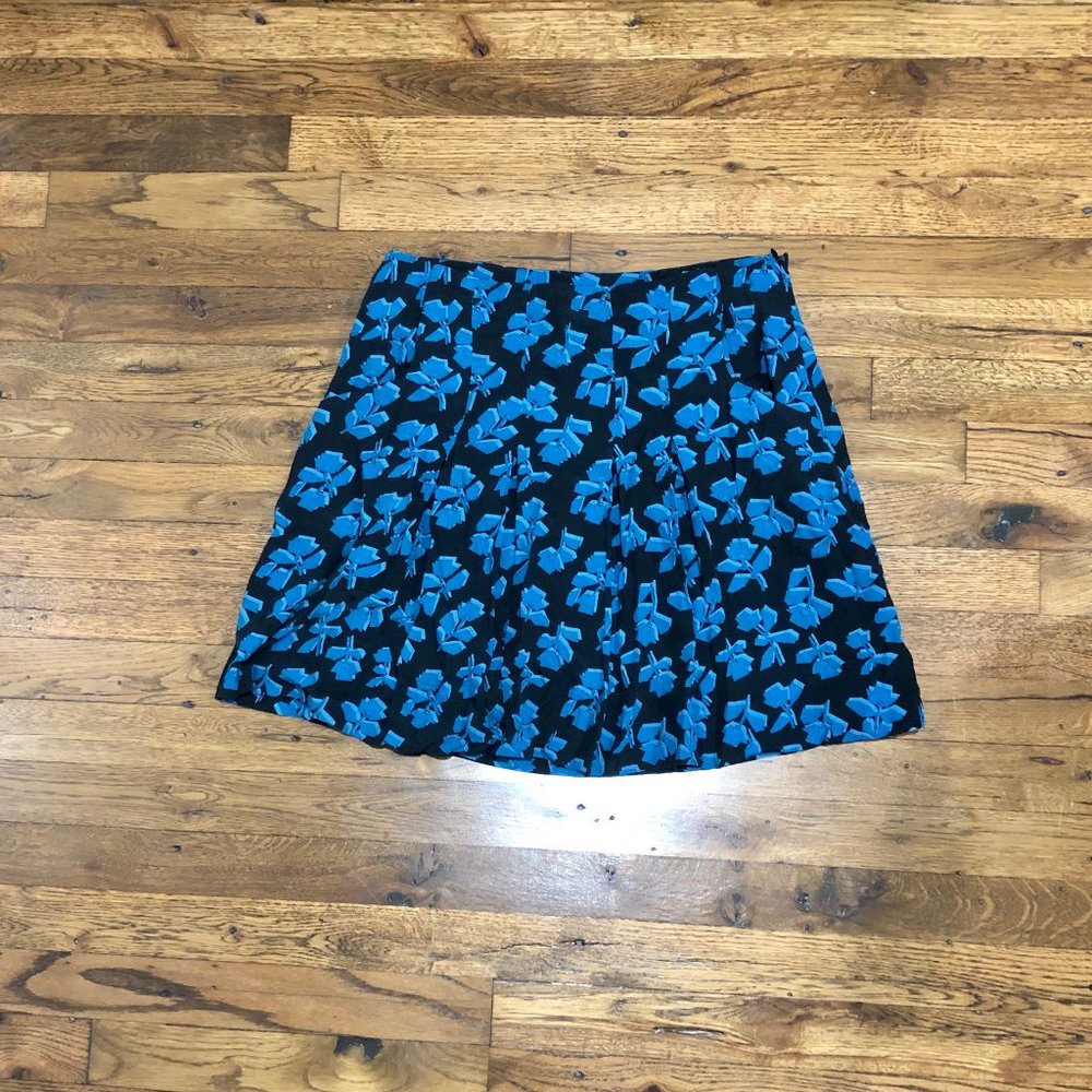 Black and Blue Pleated High Waist Skirt